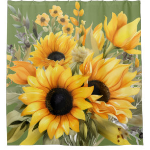Douche Rustic Country Americana Tournesol rideaux de douc