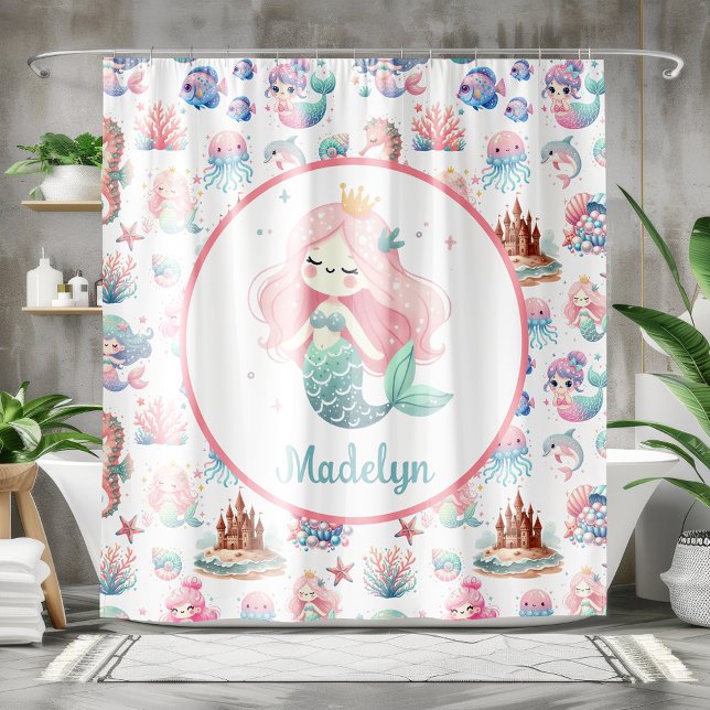 Douche Sirène rideau Sirène Salle de bain (Customizable Mermaid Shower Curtain)