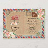 Douche vintage carte postale par Baby shower posta