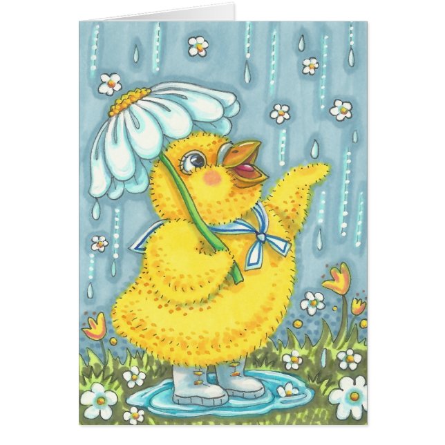DOUCHES D'AVRIL PRINTEMPS CARTE DE REMARQUE CHICK  (Devant)