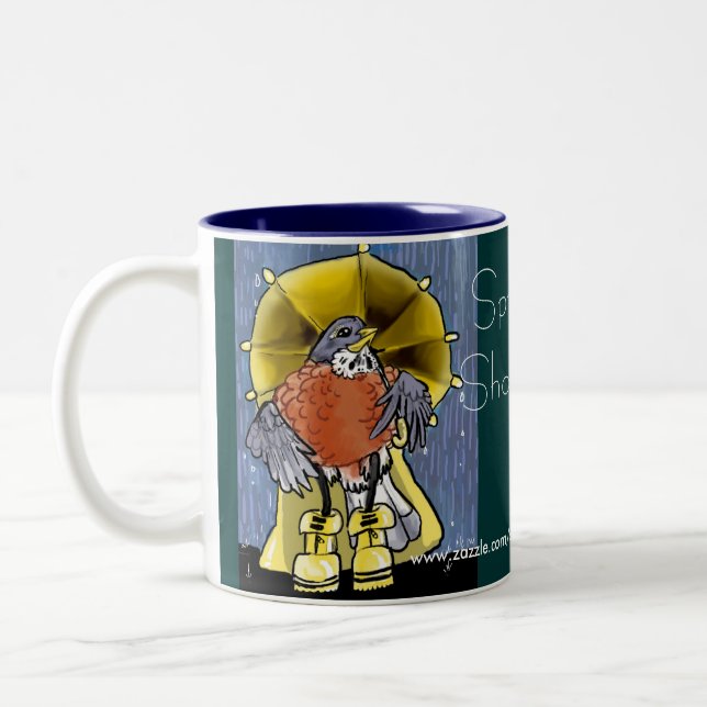 Douches de printemps, Mug Robin de jour pluvieux (Gauche)
