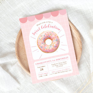 Doughnut rose Sweet Shop Anniversaire Invitation
