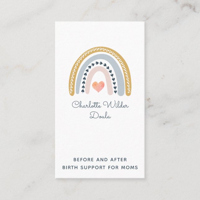 Doula Birth Coach Aquarelle Carte de visite arc-en (Devant)