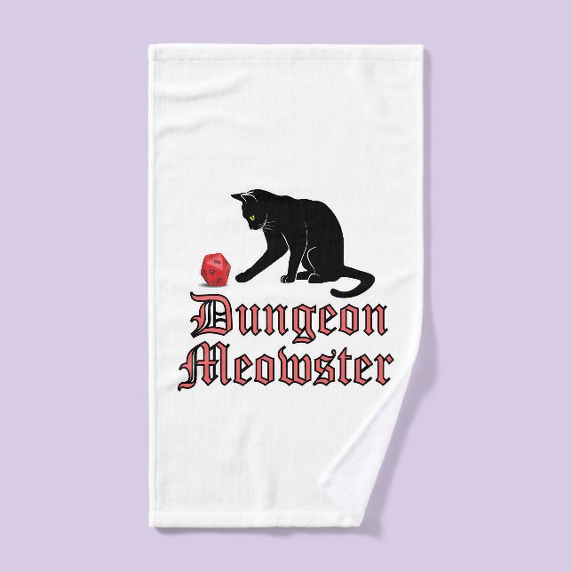 Doungeon Meowster Drôle RPG Chat avec dés (Serviette à main)