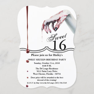 Doux 16 Anniversaire Invitation zombie goutte de s