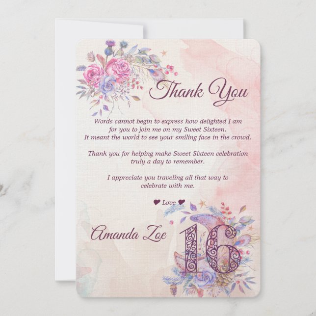 Doux 16 Cartes de remerciements (Devant)