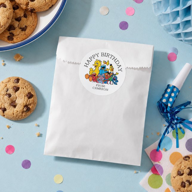 Doux amis de Sesame Street | Étiquette de cadeau d (Sticker simulated on favor bag)
