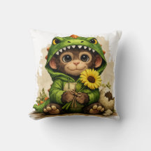 Doux bébé dino fleur oreiller Kawaii Animal