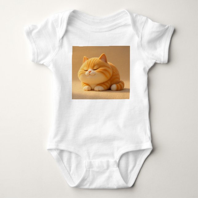 Doux Chat Tigre Orange Endormi – Body Bébé De (Devant)