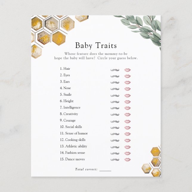 Doux comme Can Bee Traits Jeu de Baby Shower (Devant)