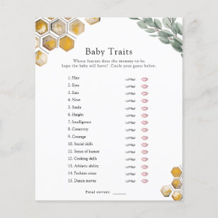Doux comme Can Bee Traits Jeu de Baby Shower