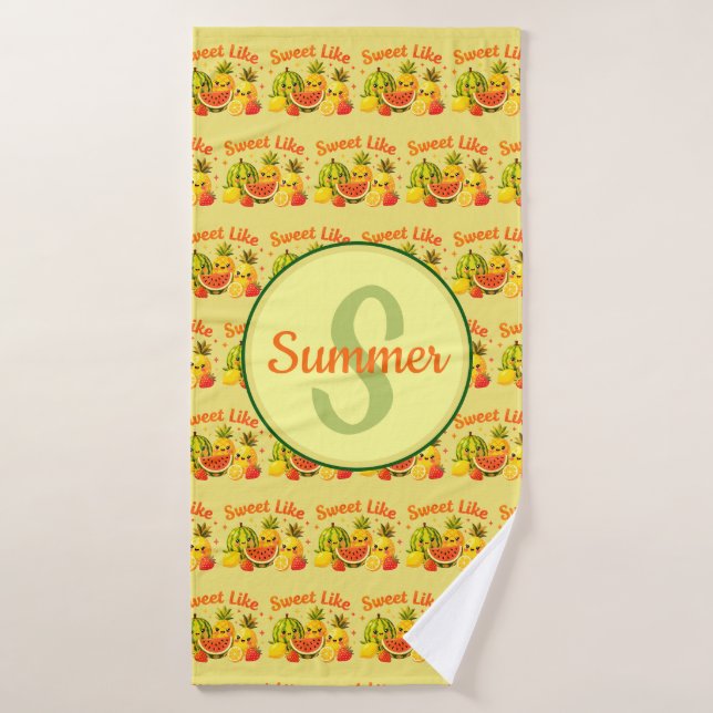 Doux comme l'été Mignon Kawaii Fruit | Fruit perso (Serviette de bain)