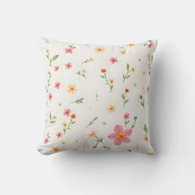 Doux Coussin d'Accent à Répartition de Fleurs Sauv (Recto)