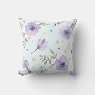 Doux Coussin de Jeté à Motif Floral en Aquarelle L