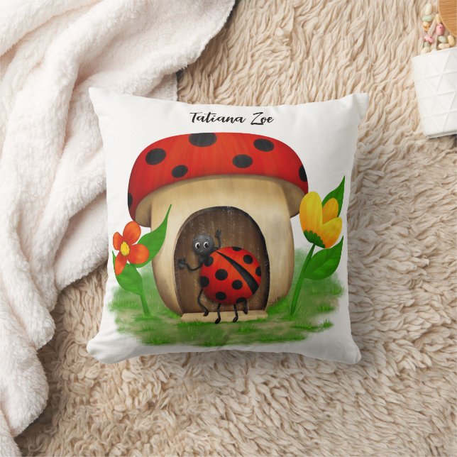 Doux Coussin de Jeté de Coccinelle Amie (Couverture)