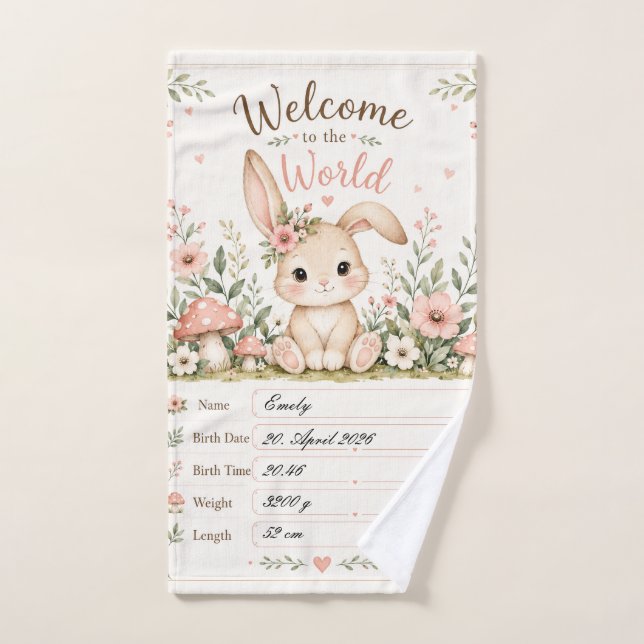 Doux design de bébé lapin avec champs de données d (Serviette à main)