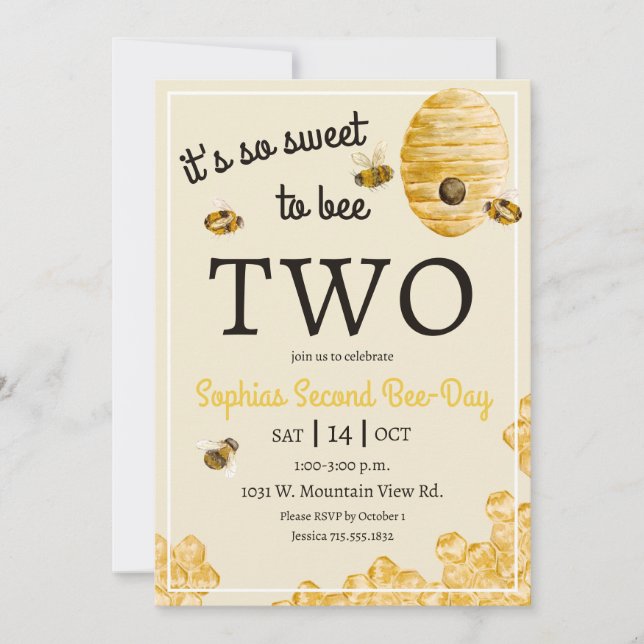 Doux d'être deux Invitation anniversaire abeilles  (Devant)