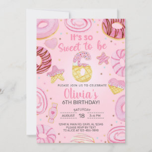 Doux d'être six beignets fille invitation de 6e an