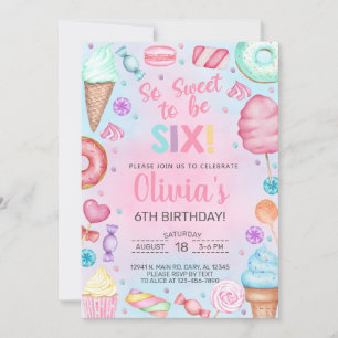 Doux d'être six bonbons fille invitation de 6ème a