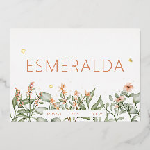 Doux faire-part de naissance à huile à fleur pêche