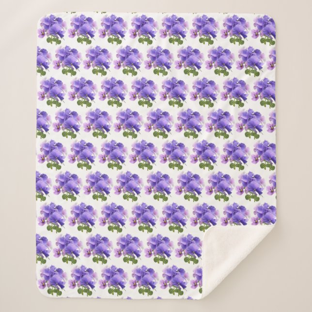 Doux fleurs de pensée lavande - Plaid Sherpa (Devant)