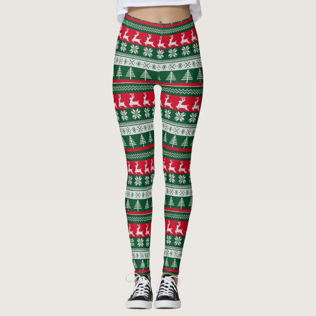 Doux moche Motif de Noël Leggings (Devant)