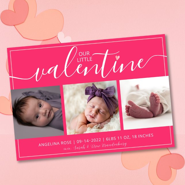 Doux Notre Petite Valentine Faire-part de naissanc (Créateur téléchargé)