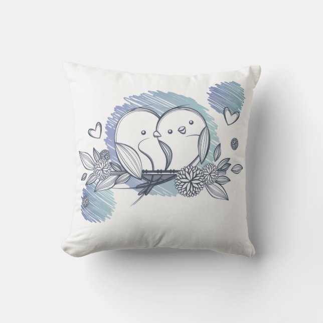 Doux Oiseaux de l'Amour Coussin ❤️ (Recto)
