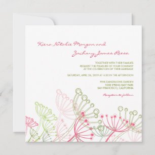 Doux Pink Dandelions Fleur Printemps Invitation de