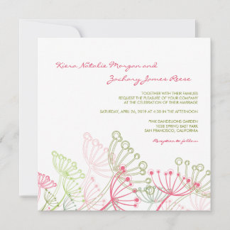 Doux Pink Dandelions Fleur Printemps Invitation de