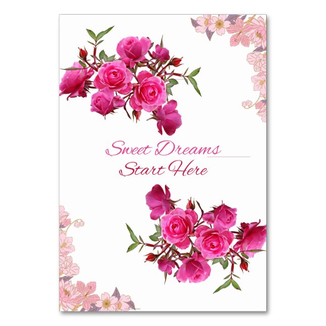 Doux Rêves Commencent Ici Carte de Table Rose (Par défaut)