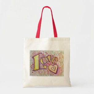 Doux rose amour Word Art Peinture Sac fourre-tout