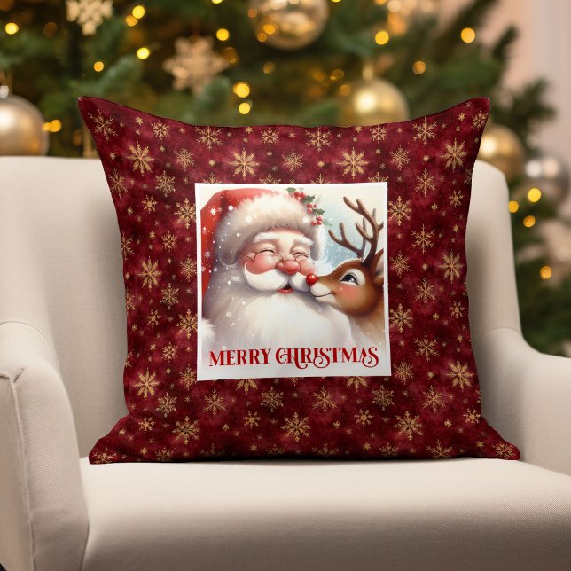 Doux Santa Rudolph Coussin Maison Confort Noël  (Sweet Santa Rudolph Pillow Christmas Home Comfort )