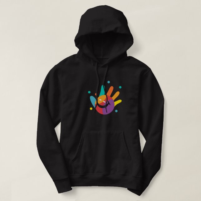 Doux Sweat à Capuche Unisexe Empreinte de Main Col (Design devant)
