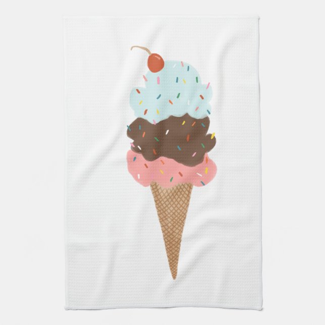 Doux triple cône glace motif serviette de cuisine (Vertical)
