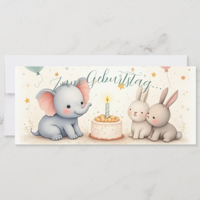 Doux vœu d'anniversaire avec des amis animaux (Devant)