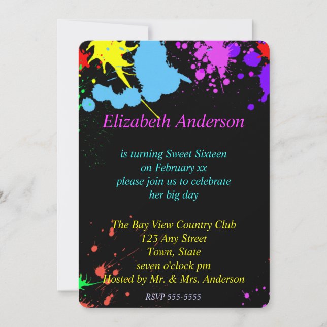 Douze ans, Bat Mitzvah, Invitation néon lumineux (Devant)