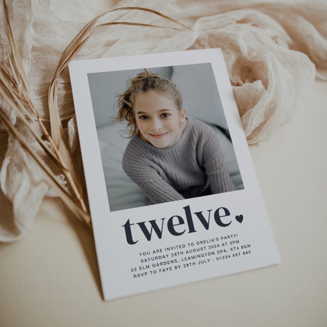 Douze Coeur - Photo Carré Invitation Anniversaire (Créateur téléchargé)