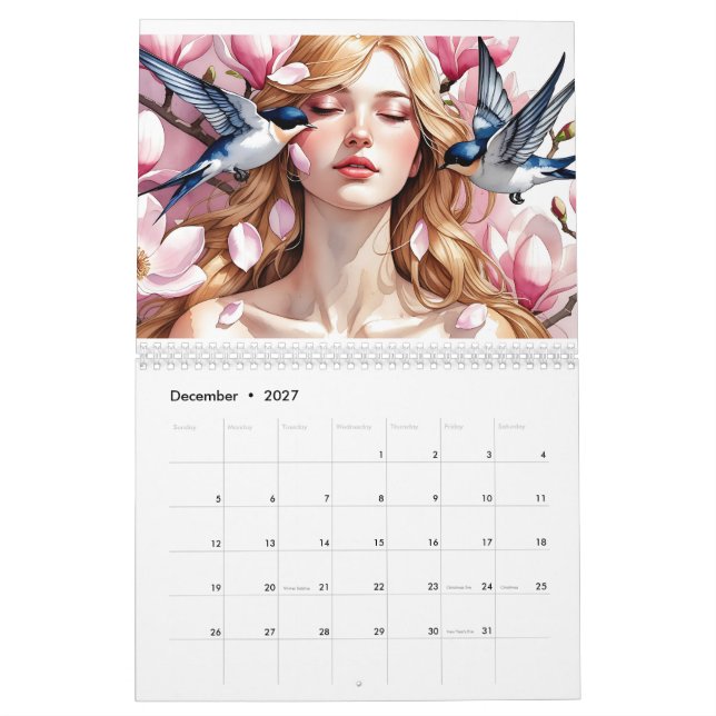 Douze Teintes d'Elle – Calendrier Aquarelle 2026 (Dec 2027)
