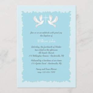 Doves Religieux Invitation Bleu