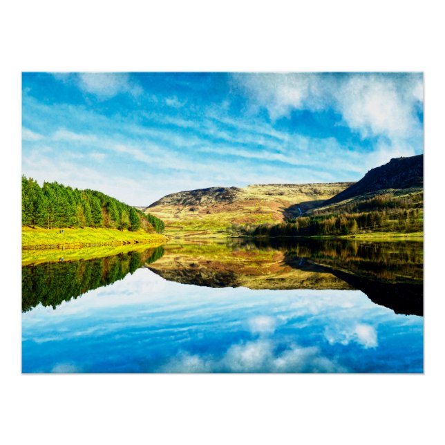 Dovestone Réservoir en hiver Glossy Poster (Devant)