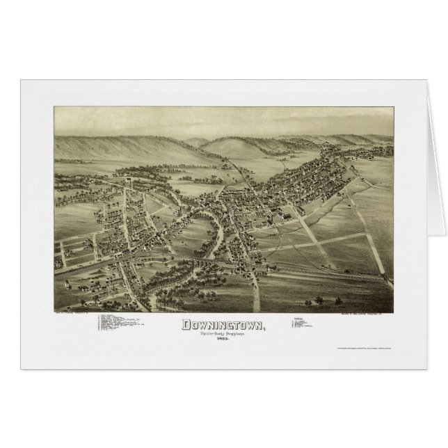 Downingtown, carte panoramique de PA - 1893 (Devant horizontal)