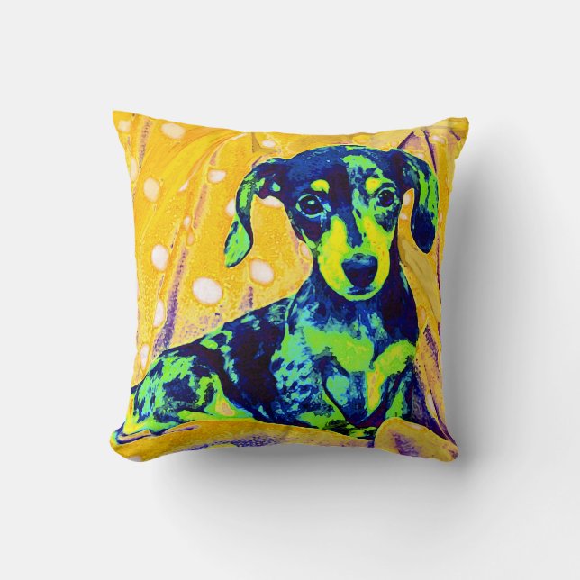 doxie bleu - coussin d'art de bruit (Recto)
