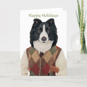 DR132 border collie, bonnes fêtes carte