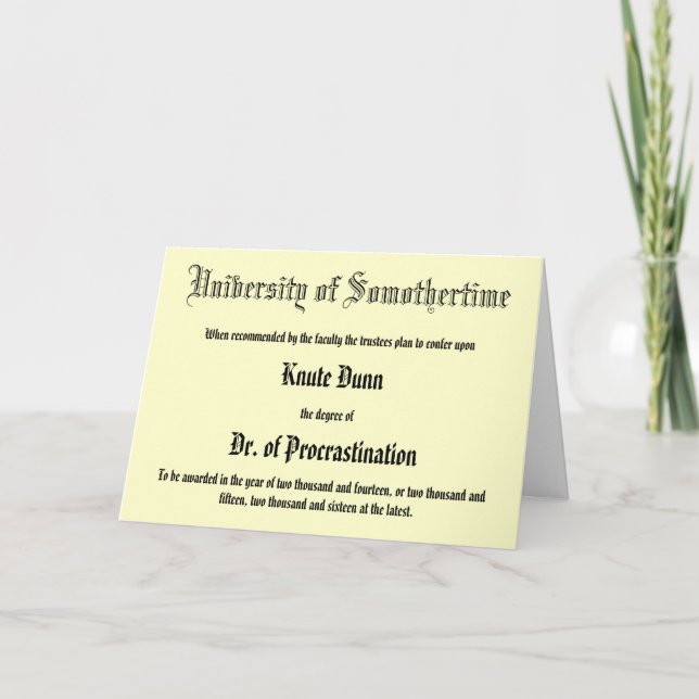 Dr de Procrastination, carte de voeux tardive (Devant)