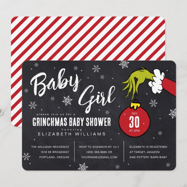 Dr. Seuss | Baby Shower pour Bébé Fille Grinch (Devant / Derrière)