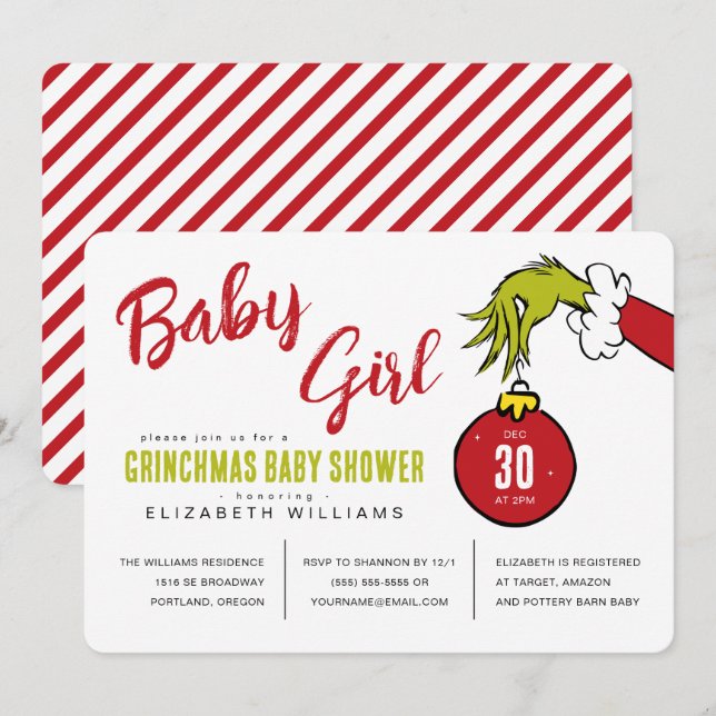 Dr. Seuss | Fille Grinch Baby Shower (Devant / Derrière)