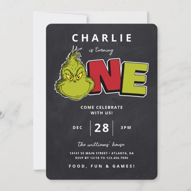 Dr. Seuss | Grinch 1er Anniversaire - Tableau noir (Devant)