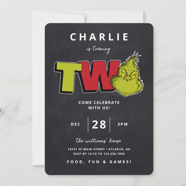 Dr. Seuss | Grinch 2e Anniversaire - Tableau noir (Devant)