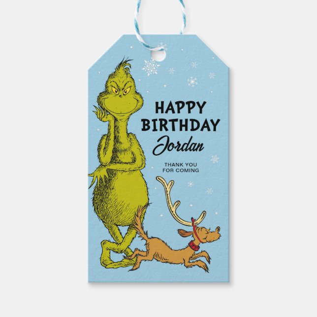 Dr. Seuss | Grinch Étiquette de cadeau d'anniversa (Devant)